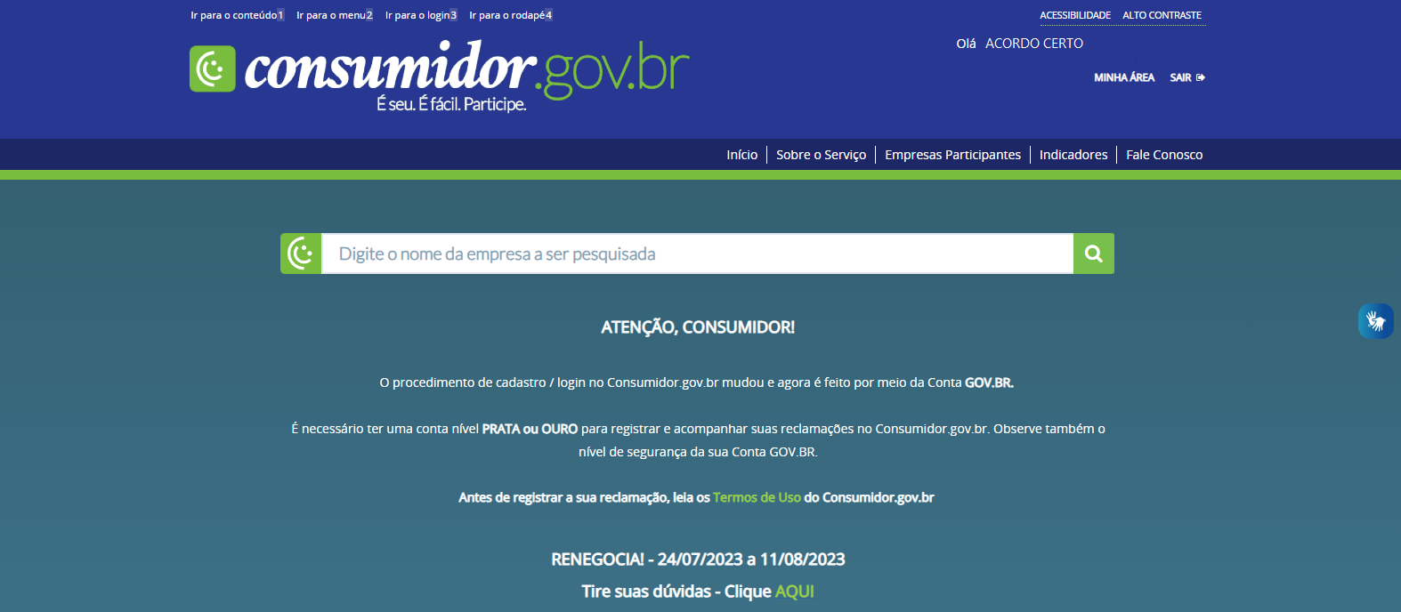 Programa Renegocia - Entenda como participar do Mutirão Renegocia pelo site consumidor.gov.br